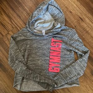 Justice, size 8/10 girls grey gymnast crop top hoodie